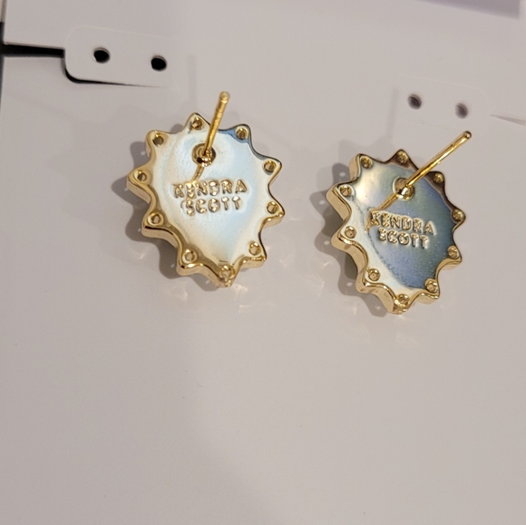 Kendra Scott Custom Chrysocolla Stud Earrings in Gold - Picture 3 of 9